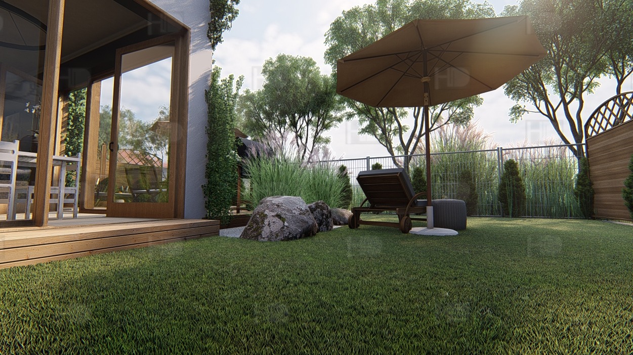 Projekt ogrodu przy zabudowie jednorodzinnej. Wilanów Warszawa