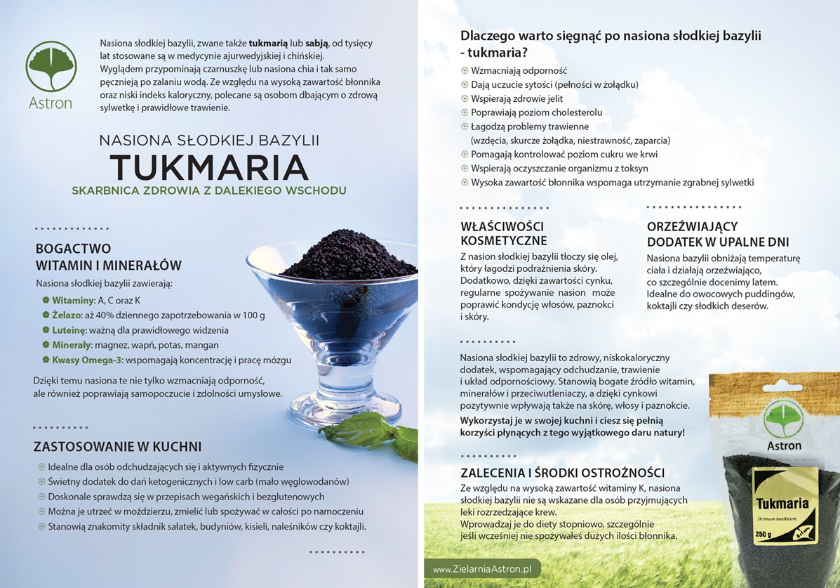 dwustronna ulotka dla Zielarnii Astron