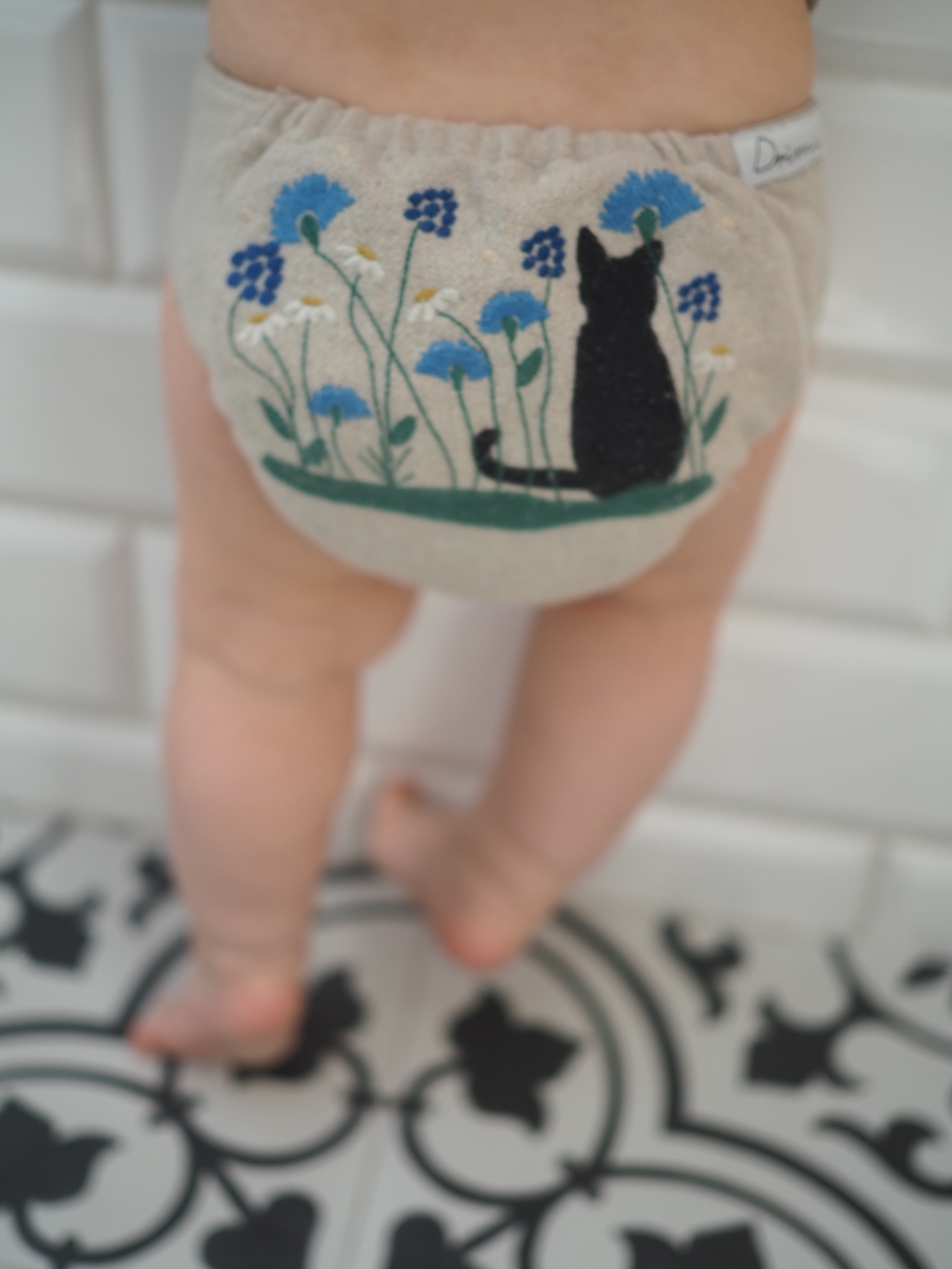 Pieluszka wielorazowa wełniana z haftem, dla dzieci, produkt własny