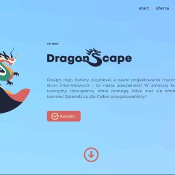 Nowakowski Solutions - Miłosz Nowakowski - Strona internetowa firmy DragonScape z Gorzowa Wielkopolskiego, prezentująca logo smoka i hasło 'W smoczej krainie tworzymy rozwiązania'.