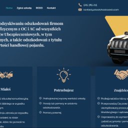 Nowakowski Solutions - Miłosz Nowakowski - Strona internetowa firmy odszkodowawczej z grafiką samochodu SUV i ikonami usług: pomoc po wypadku, wycena szkody, wsparcie prawne.