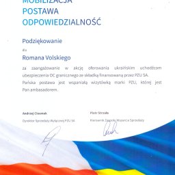 Podziękowanie za akcję pomocy dla obywateli Ukrainy