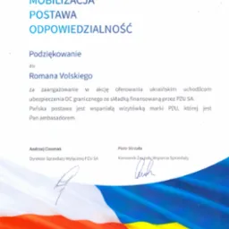 Podziękowanie za akcję pomocy dla obywateli Ukrainy