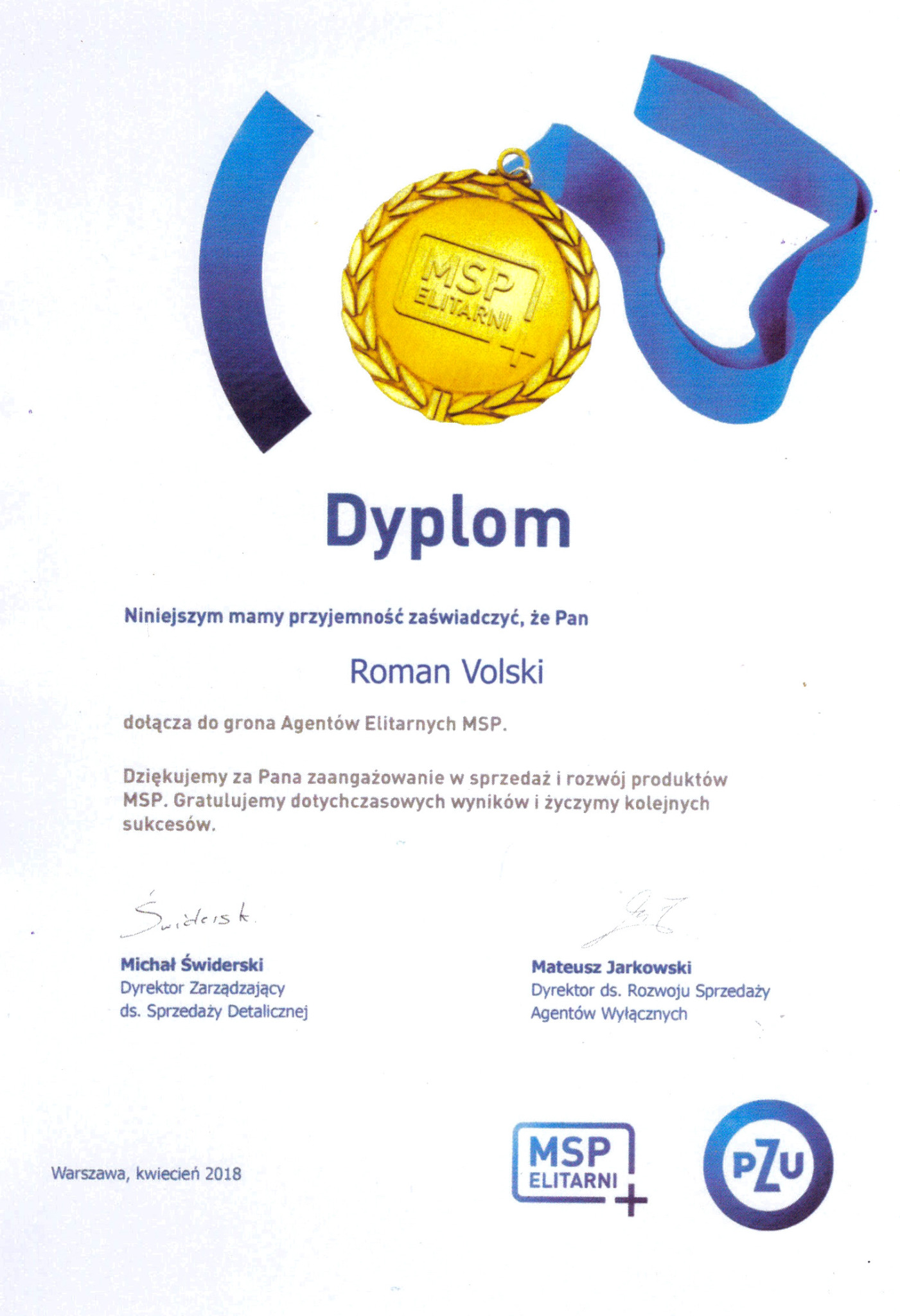 Dyplom elitarnych agentów MŚP