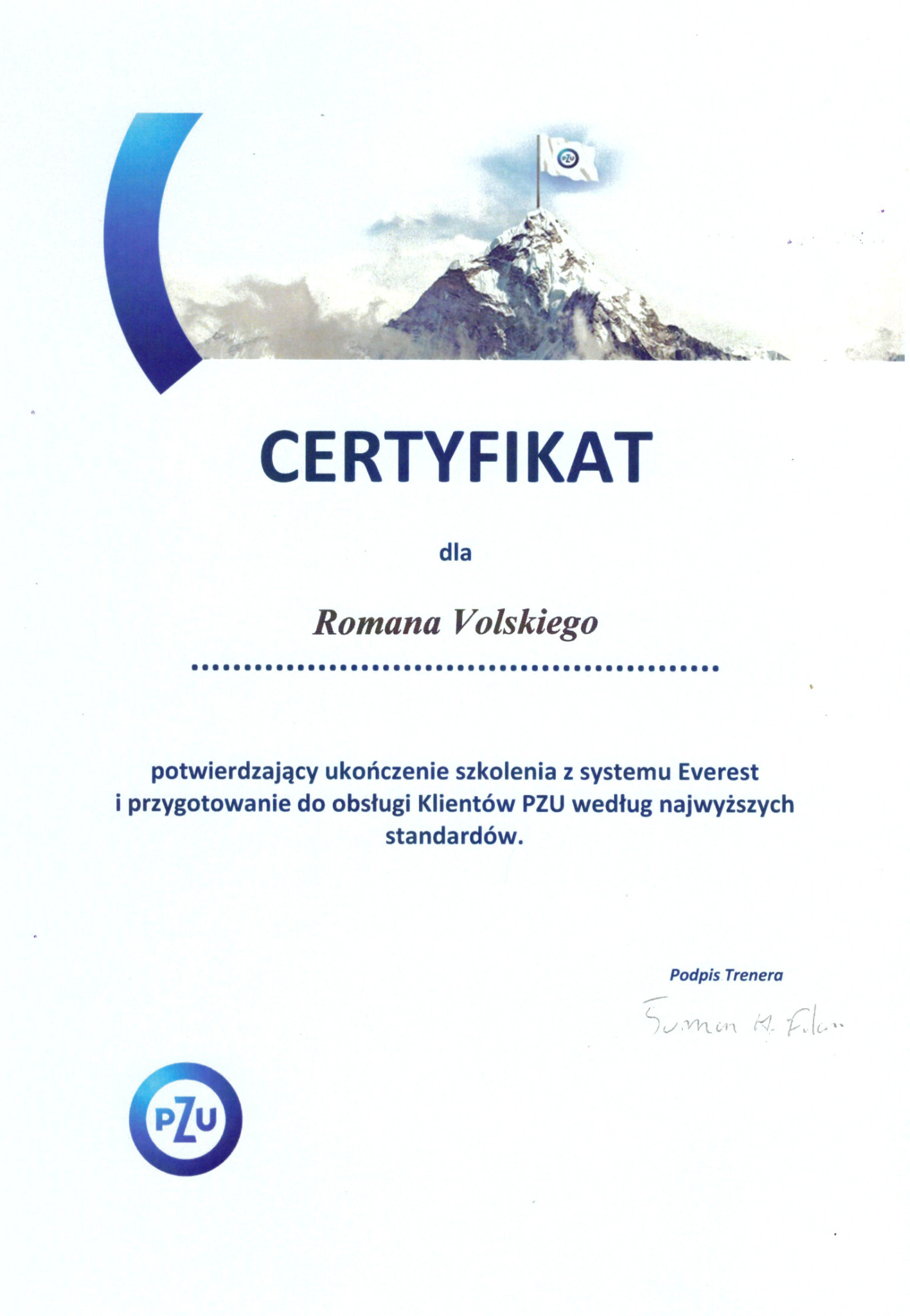 Certyfikat Everest