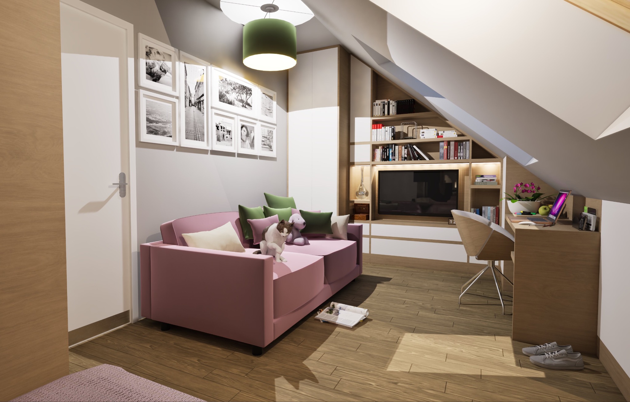 mała sypialnia na poddaszu