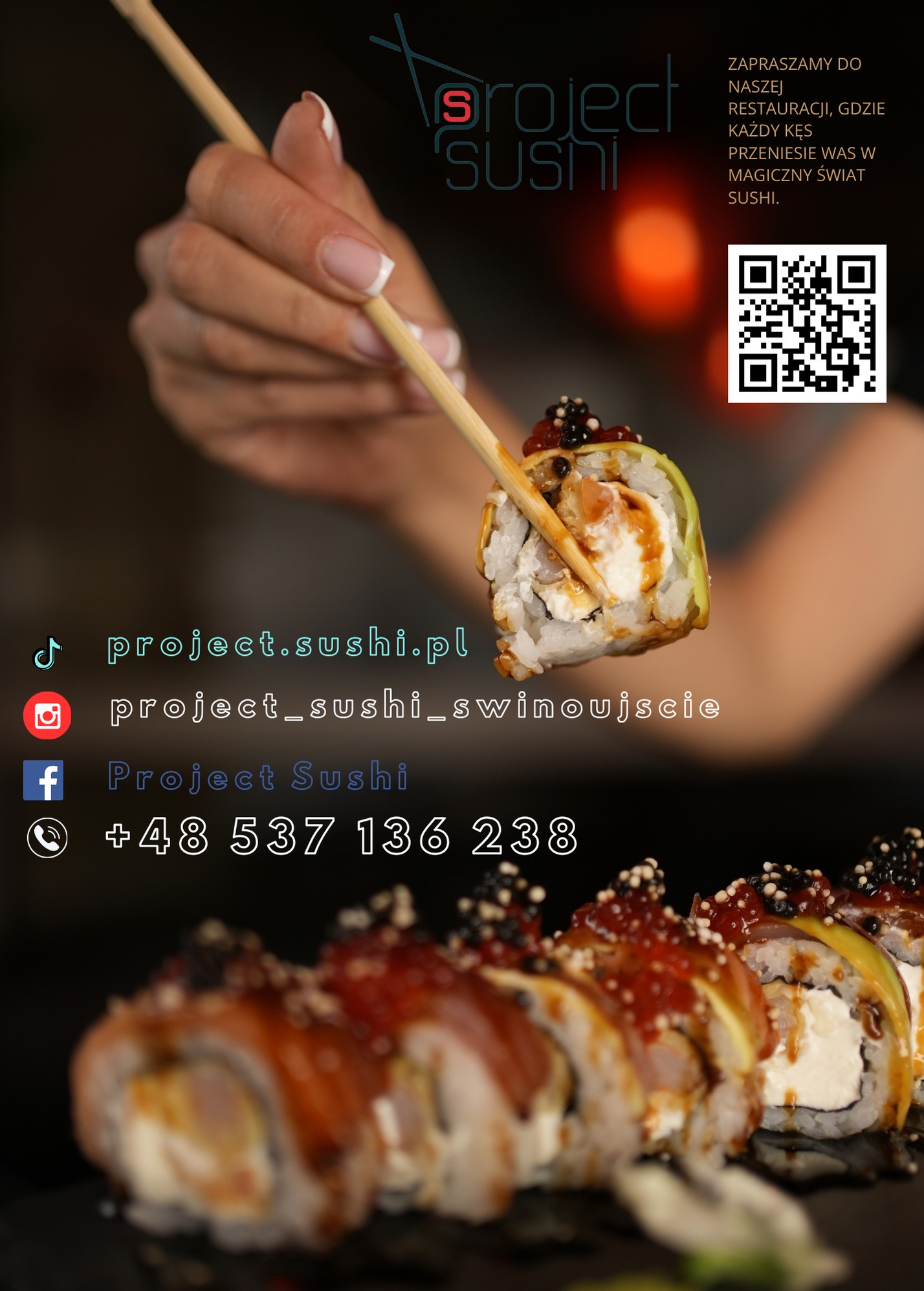 Dla stałego klienta, zaprojektowana ulotka do zestawów sushi.