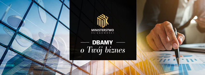 Warszawa: Nakładające się obrazy przedstawiające nowoczesny budynek biurowy, logo Ministerstwa Księgowości oraz dłoń analizującą wykresy finansowe przy użyciu pióra.