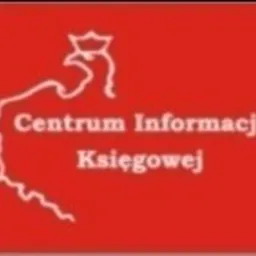 Czerwone logo Centrum Informacji Księgowej z białym konturem ptaka w koronie.