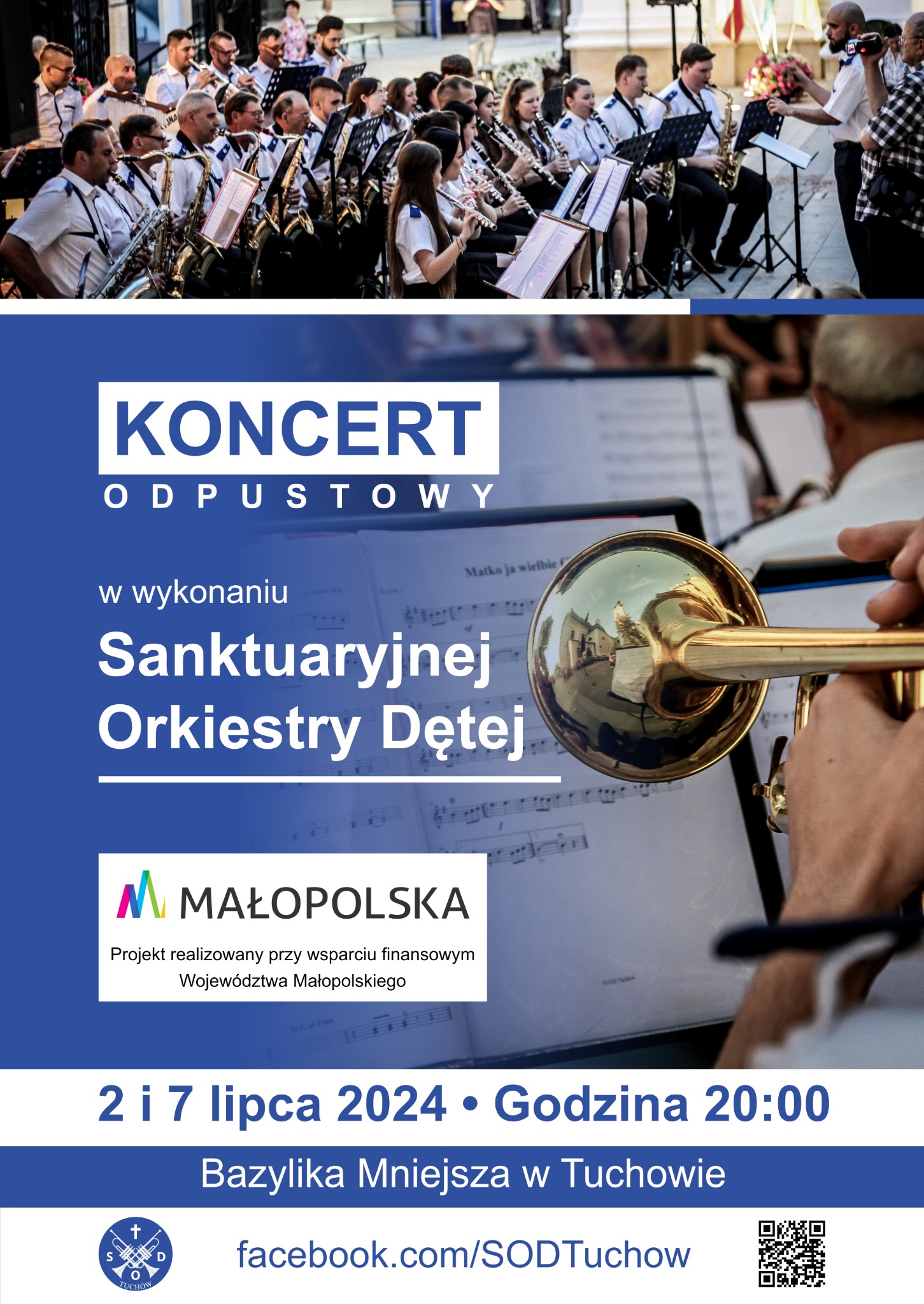 Plakat na koncert odpustowy Orkiestry Dętej
