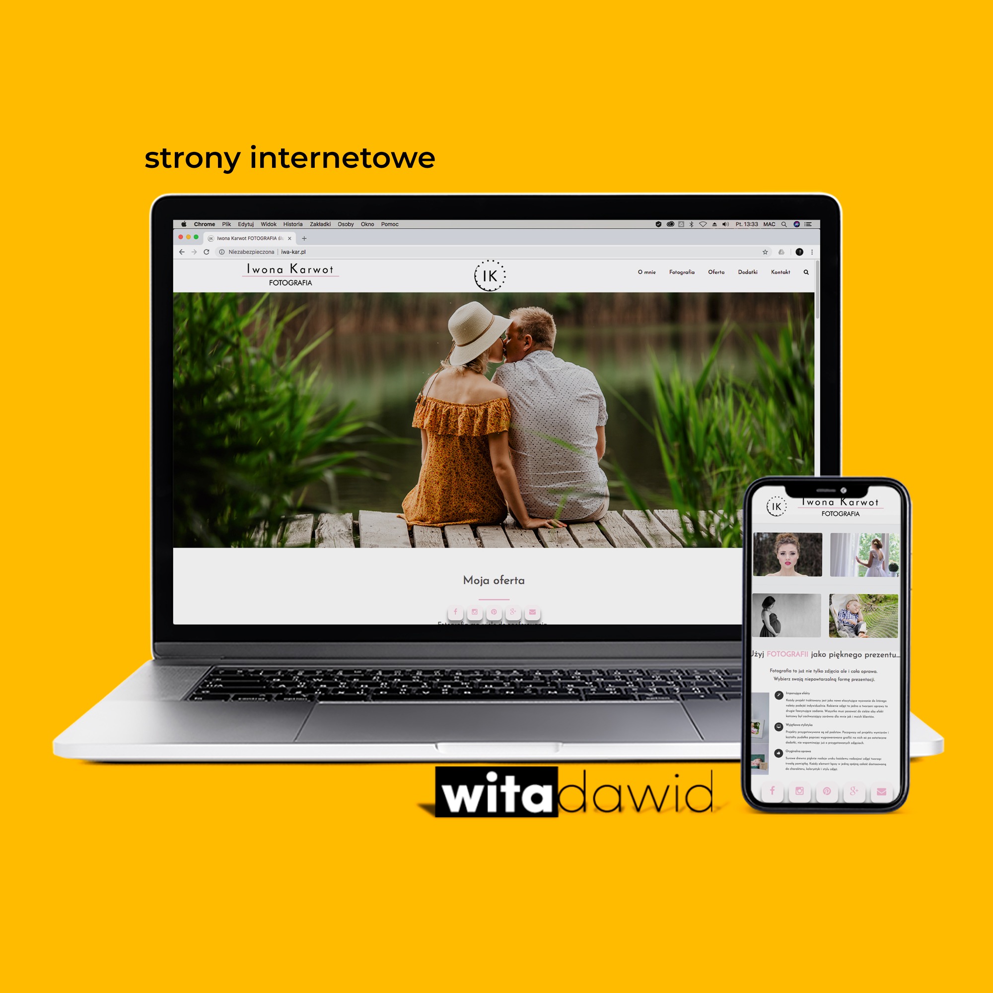 Strona internetowa dla fotografa ślubnego / dziecięcego. Jedno z moich pierwszych dzieł.