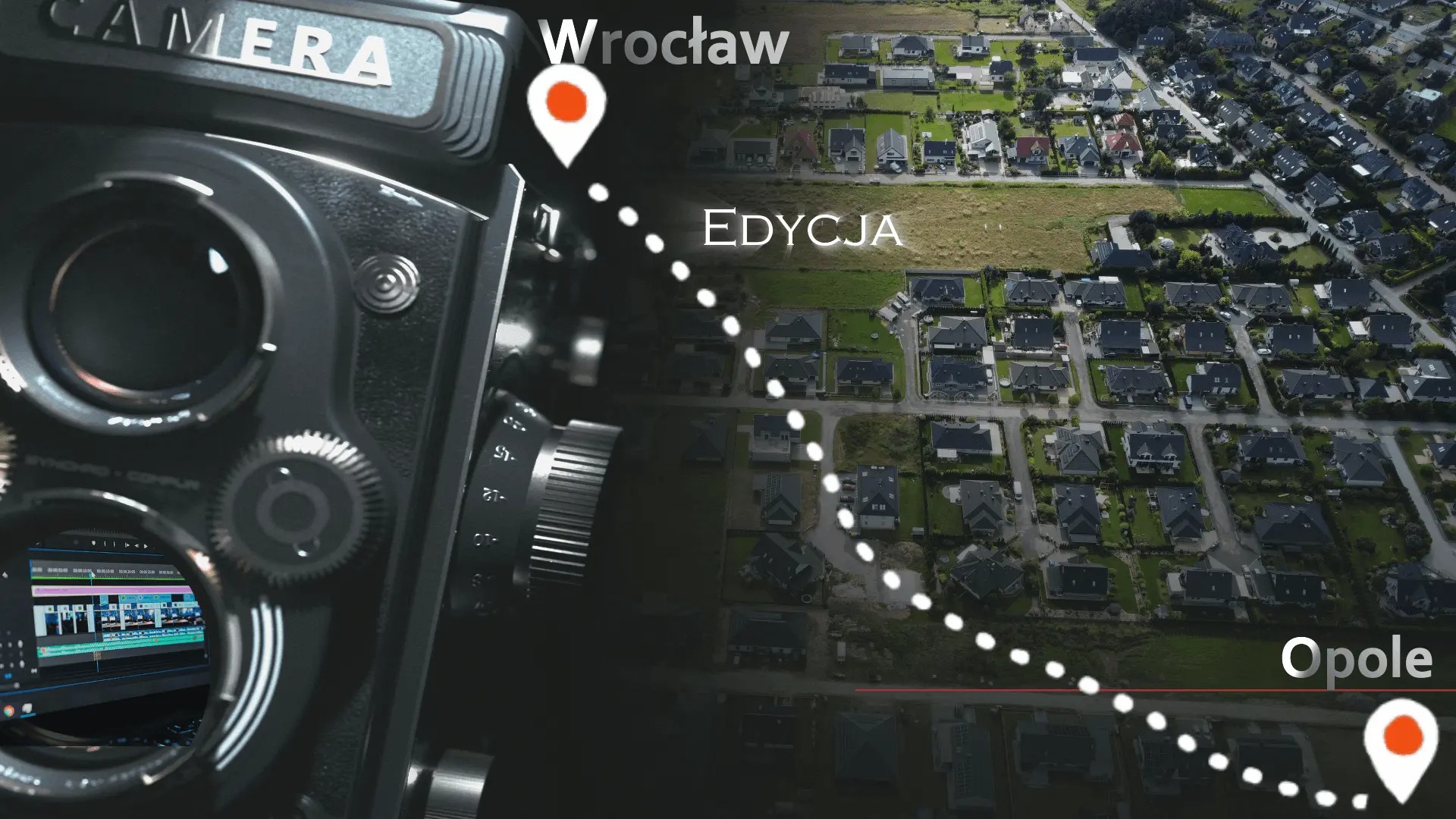 Produkcja filmowa promująca nieruchomości, położenia nieruchomości na mapie. Zaznaczanie i dodawanie grafiki, opisu.