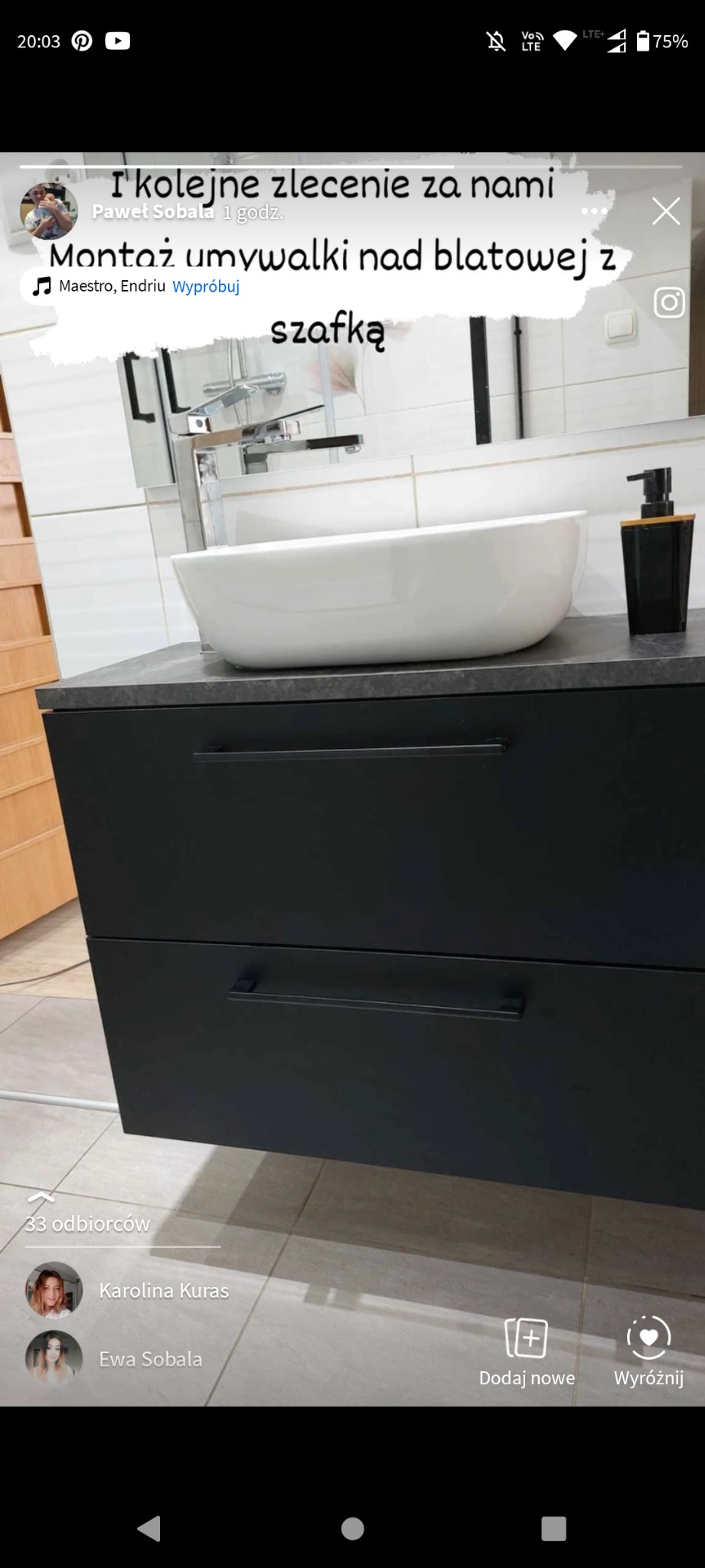 Montaż umywalki nad blatowej z szafką