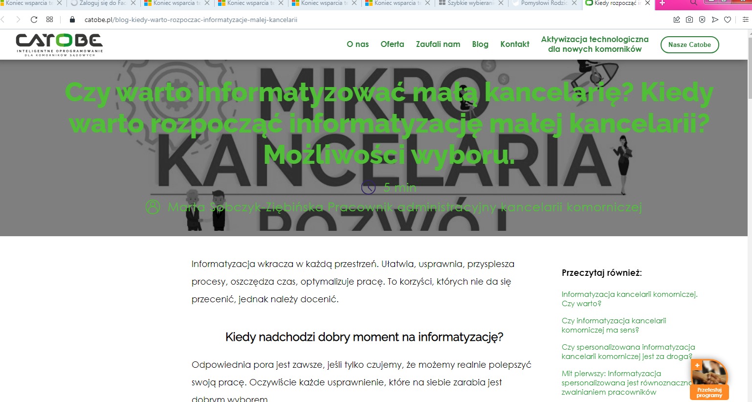 Zrzut ekranu jednego z artykułów pisanych dla Catobe