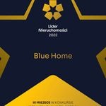 Grafika z logo firmy Blue Home z informacją o zajęciu miejsca w konkursie Lider Nieruchomości 2022.