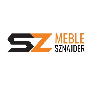 Logo firmy SzNAJDER MEBLE, litery SZ w kolorach czarnym i pomarańczowym, obok napis MEBLE SzNAJDER czcionką bezszeryfową.