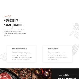 Apollo Studio - Projekt strony internetowej restauracji mięsnej z dużymi zdjęciami steków na grillu i surowego mięsa, ciemna kolorystyka, nowoczesny design.