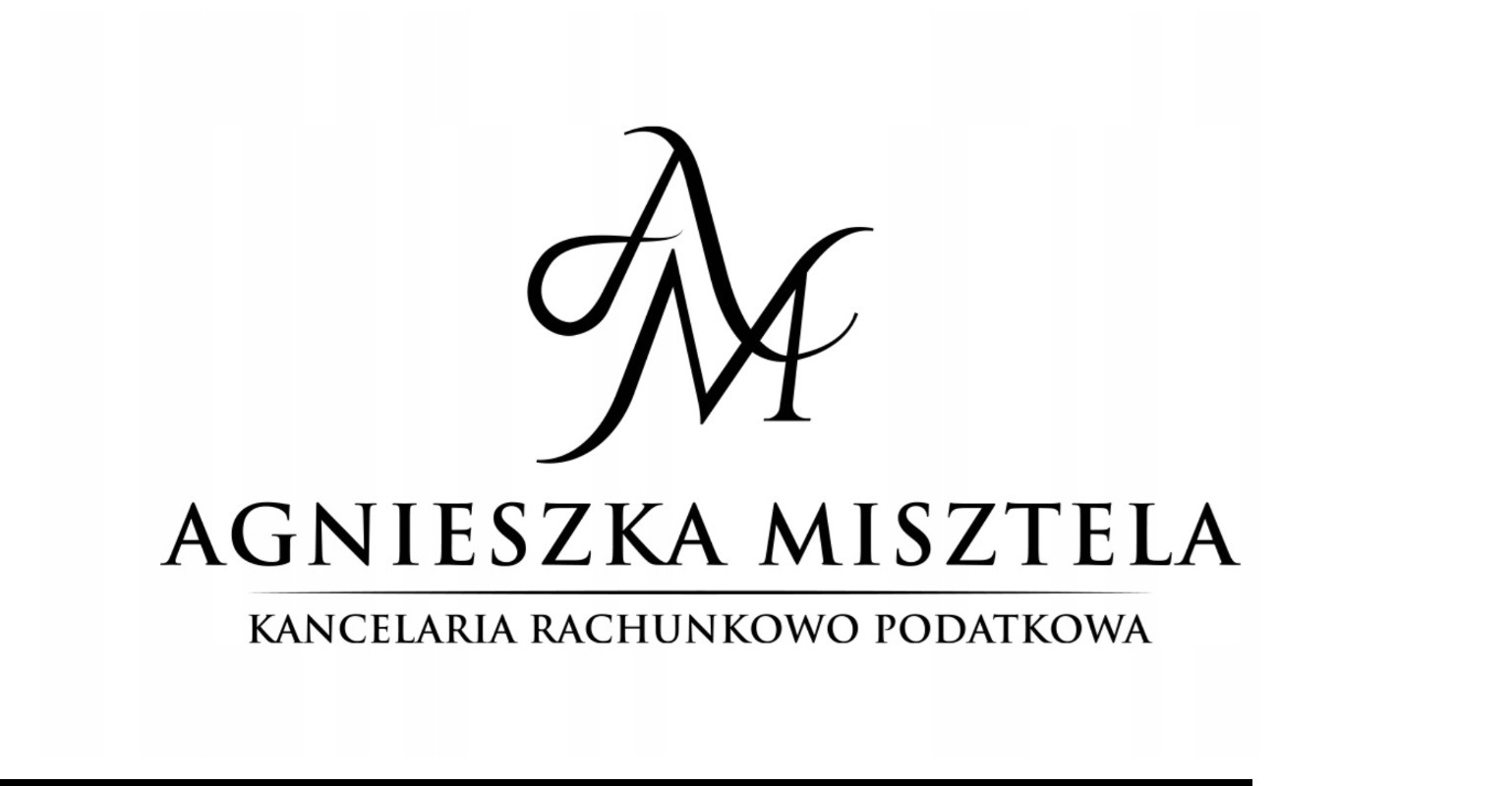 Eleganckie logo kancelarii rachunkowo-podatkowej Agnieszka Misztela, prezentujące inicjały AM w ozdobnej formie kaligraficznej.