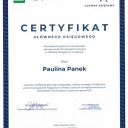 Certyfikat Głównej Księgowej Stowarzyszenia Księgowych w Polsce