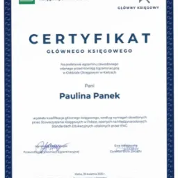 Certyfikat Głównej Księgowej Stowarzyszenia Księgowych w Polsce
