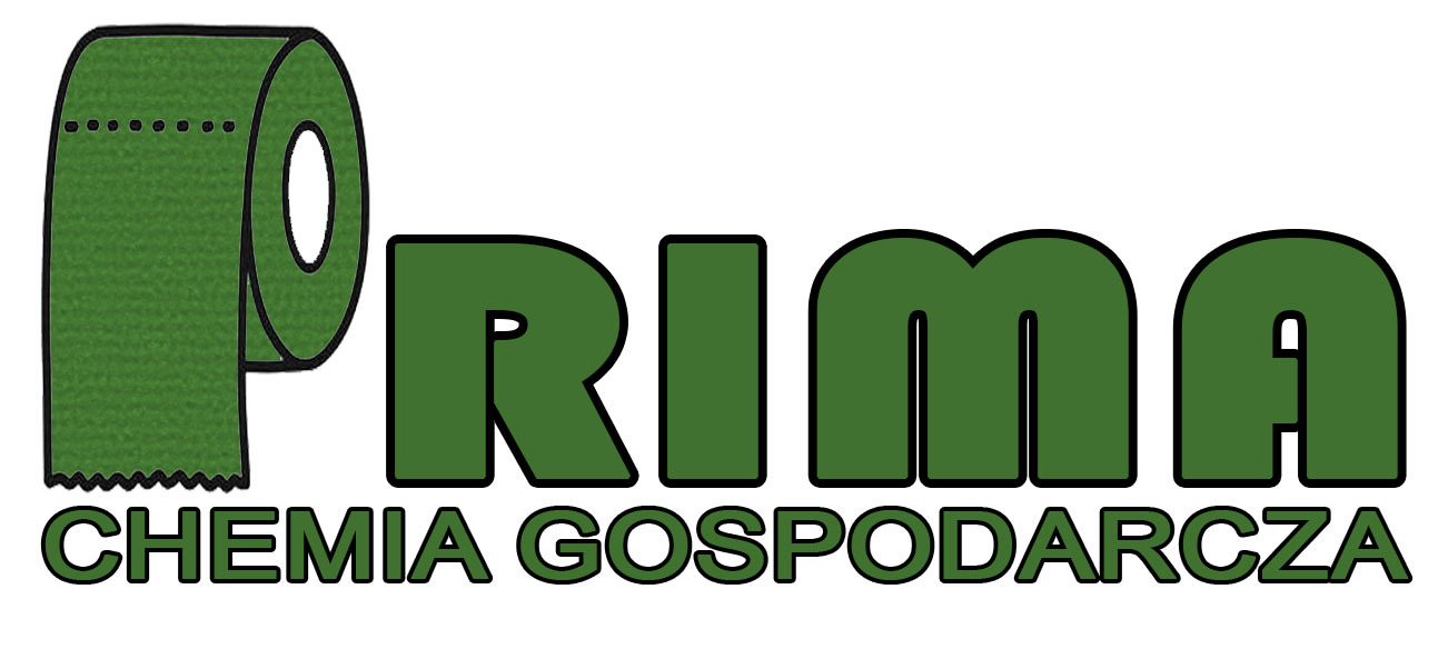 Logo firmy Prima Chemia Gospodarcza z elementem graficznym w kształcie rolki papieru toaletowego.