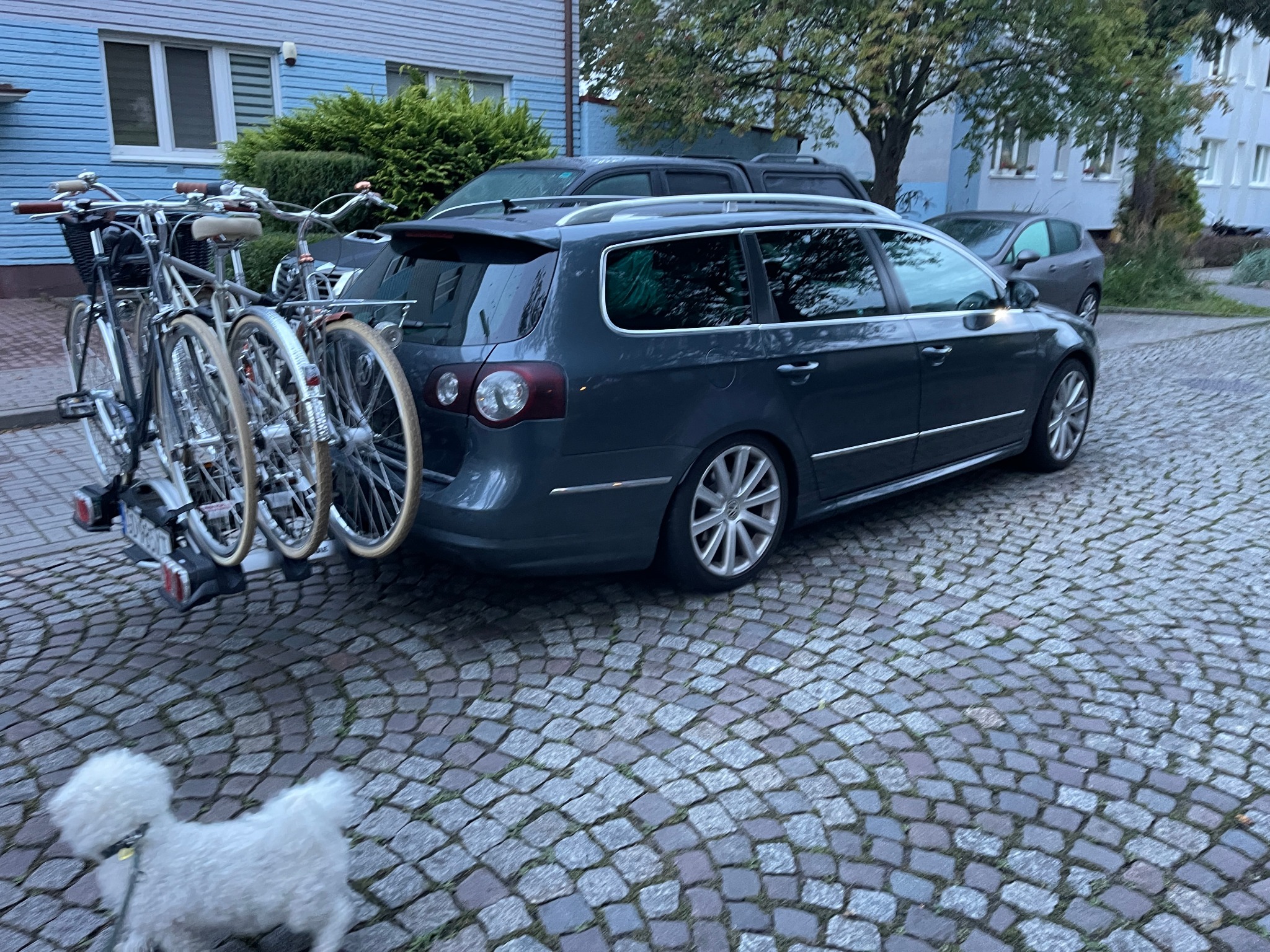 Trasa Gdynia - Hiszpania realizowana z pieskiem na pokładzie i z trzema rowerami.