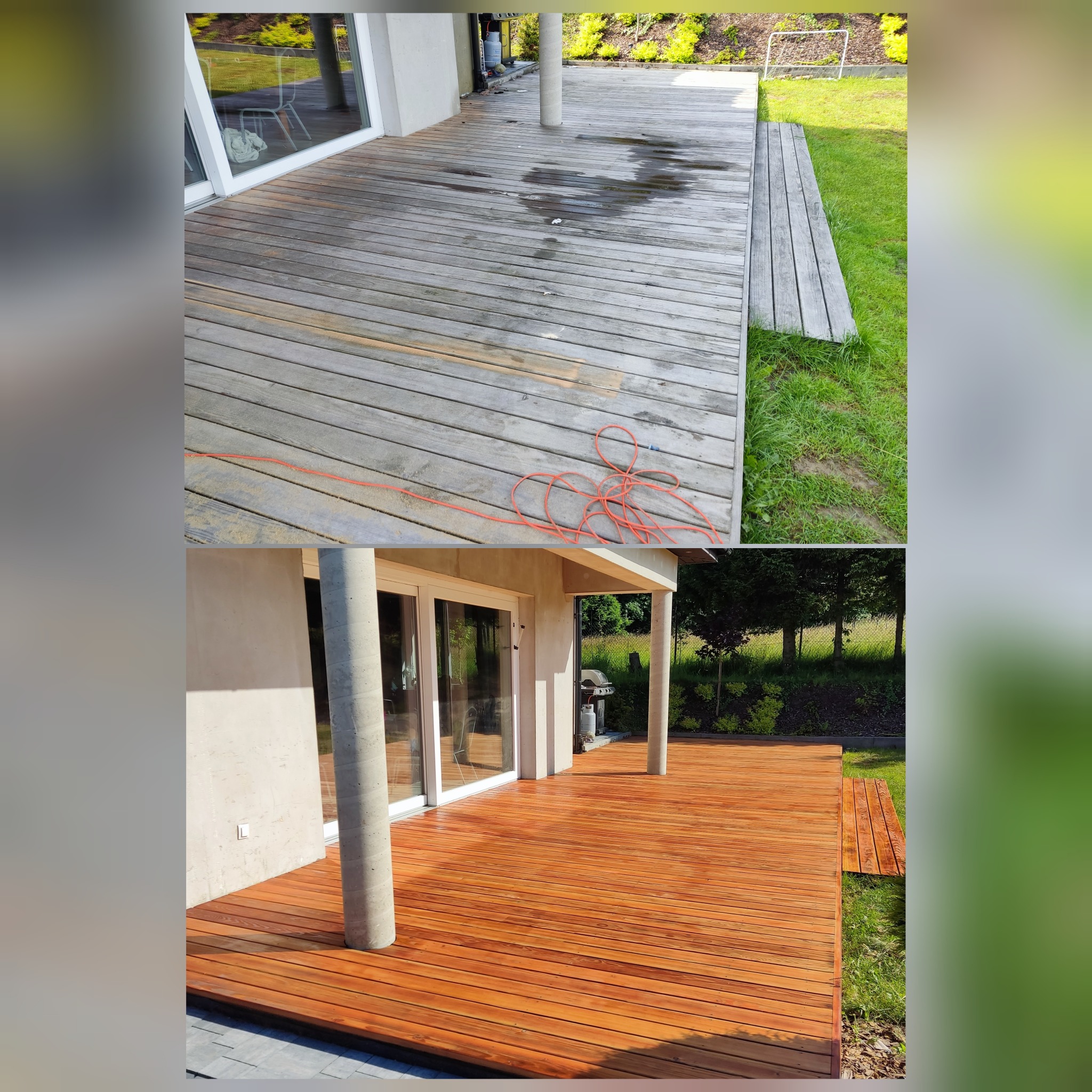 Odnowa trzyletniego tarasu. Cyklinowanie + lakierowanie.