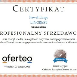 Certyfikat Profesjonalny Sprzedawca 2026