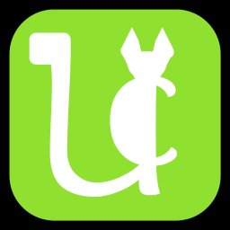 UniComet Joanna Nowicka - Biały, uproszczony symbol kota wkomponowany w literę 'U' na zaokrąglonym kwadracie w odcieniu limonki.