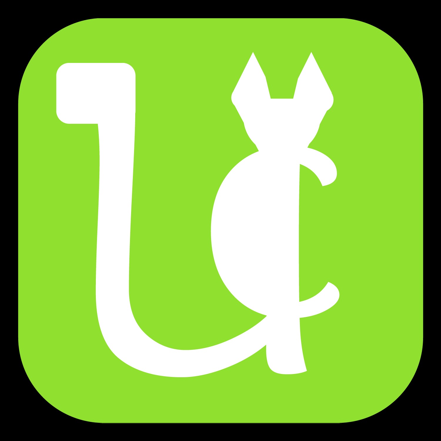 Biały, uproszczony symbol kota wkomponowany w literę 'U' na zaokrąglonym kwadracie w odcieniu limonki.