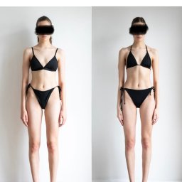 Modelka, która w zaledwie kilka miesięcy bardzo poprawiła swoją sylwetkę.