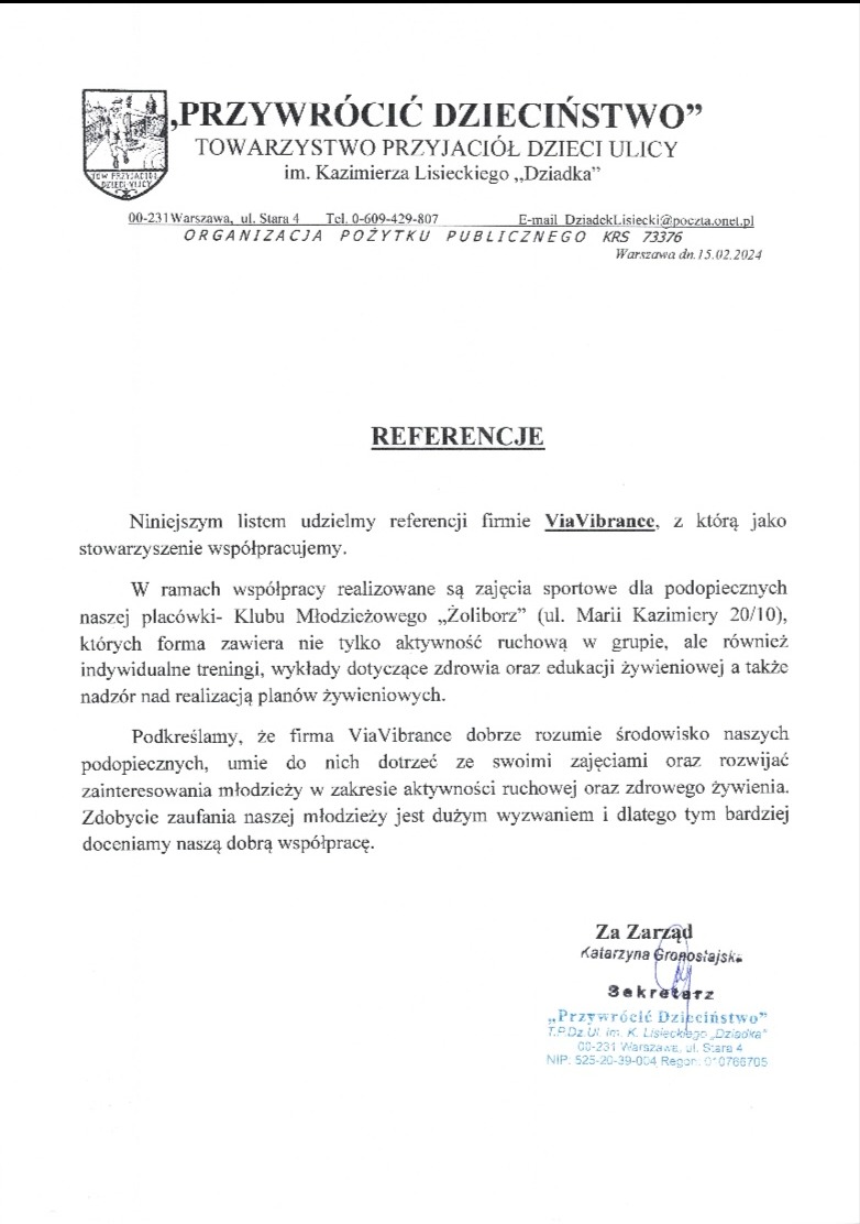 Nasza firma współpracuje między innymi z organizacją, która niesie pomoc najmłodszym, osobom dorosłym oraz starszym.