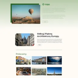 Projekt strony internetowej biura podróży z sekcjami prezentującymi oferty wyjazdów do Chorwacji, Hiszpanii i Włoch oraz polecane destynacje takie jak Portugalia, Dania, Norwegia, Bułgaria, Anglia...