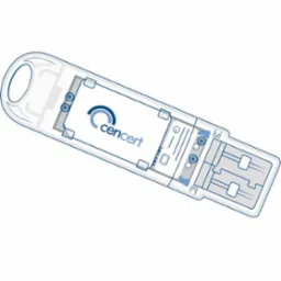 Ilustracja wizualizująca budowę wewnętrzną tokena USB Cencert do podpisu elektronicznego.