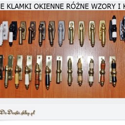 Klamki okienne mosiężne jedno i dwuramienne w różnych kolorach do okna plastikowego i drewnianego 