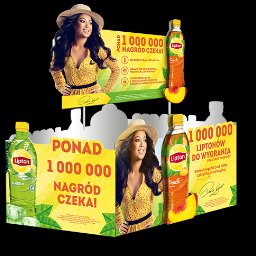 Coda Studio - Ekspozycja POSM z wizerunkiem celebrytki i butelkami Lipton w ramach promocji 'Ponad 1 000 000 Nagród Czeka!'