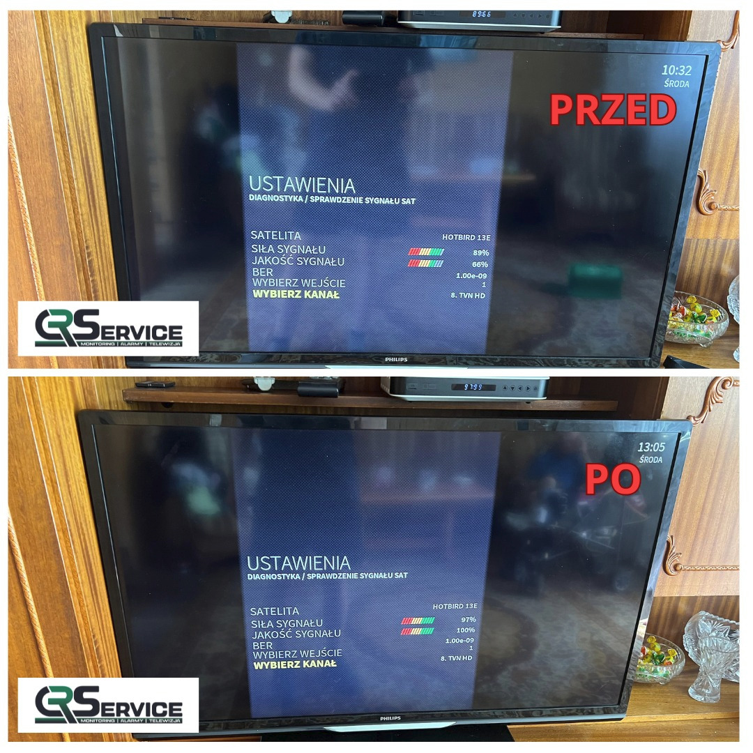 Porównanie parametrów na dekoderze1 po wymianie talerza oraz końcówek z dwóch stron.