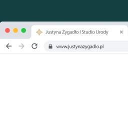 Antoni Wieloch - Zrzut ekranu przeglądarki z adresem www.justynazygladlo.pl w pasku adresu, wskazujący na stronę internetową Studia Urody Justyna Żygadło.