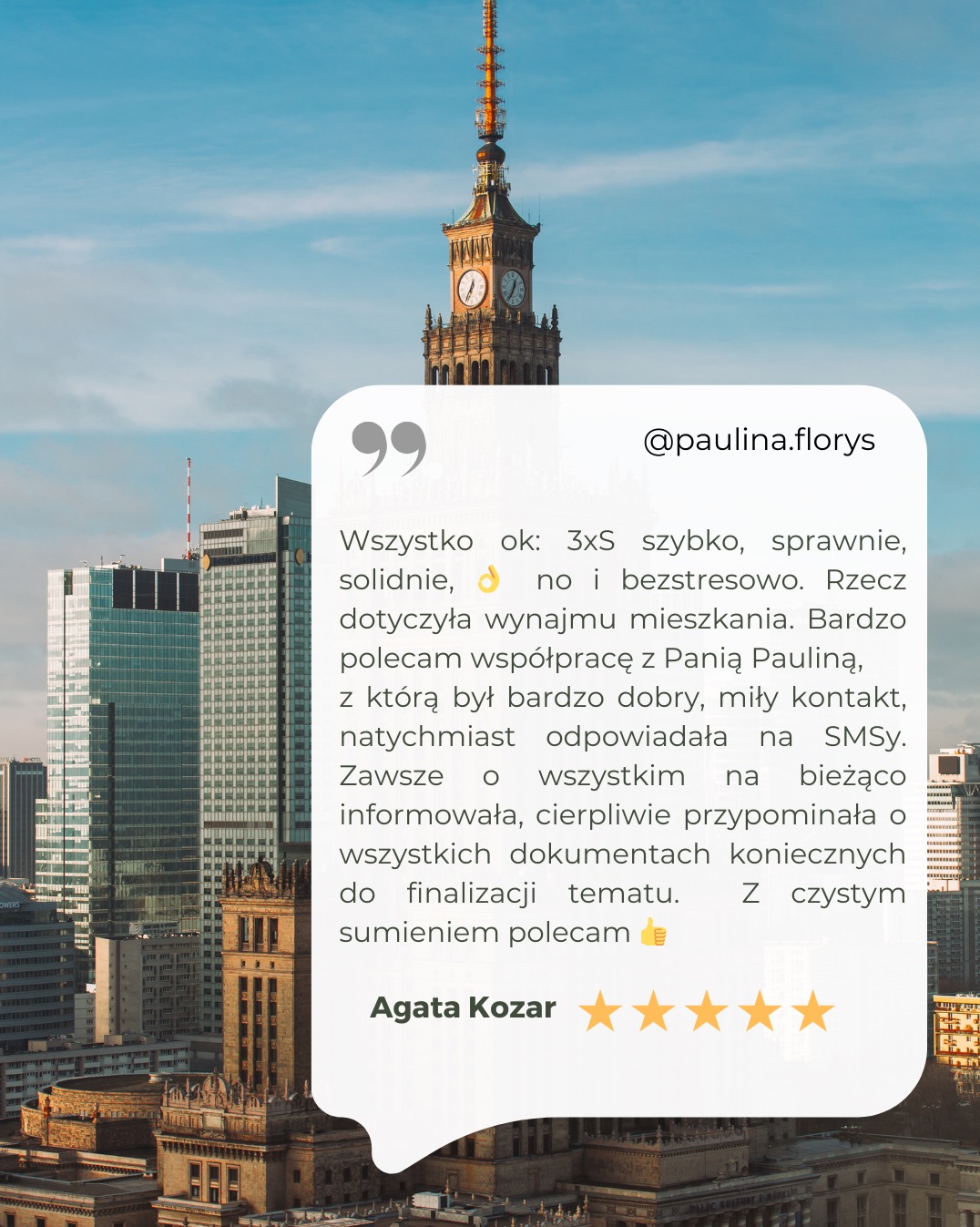 Opinie można także przeczytać wpisując w google: The Estate Warsaw opinie.