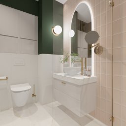 Flora design Aleksandra Chromińska - Niewielka łazienka z nieoczywistym akcentem kolorystycznym