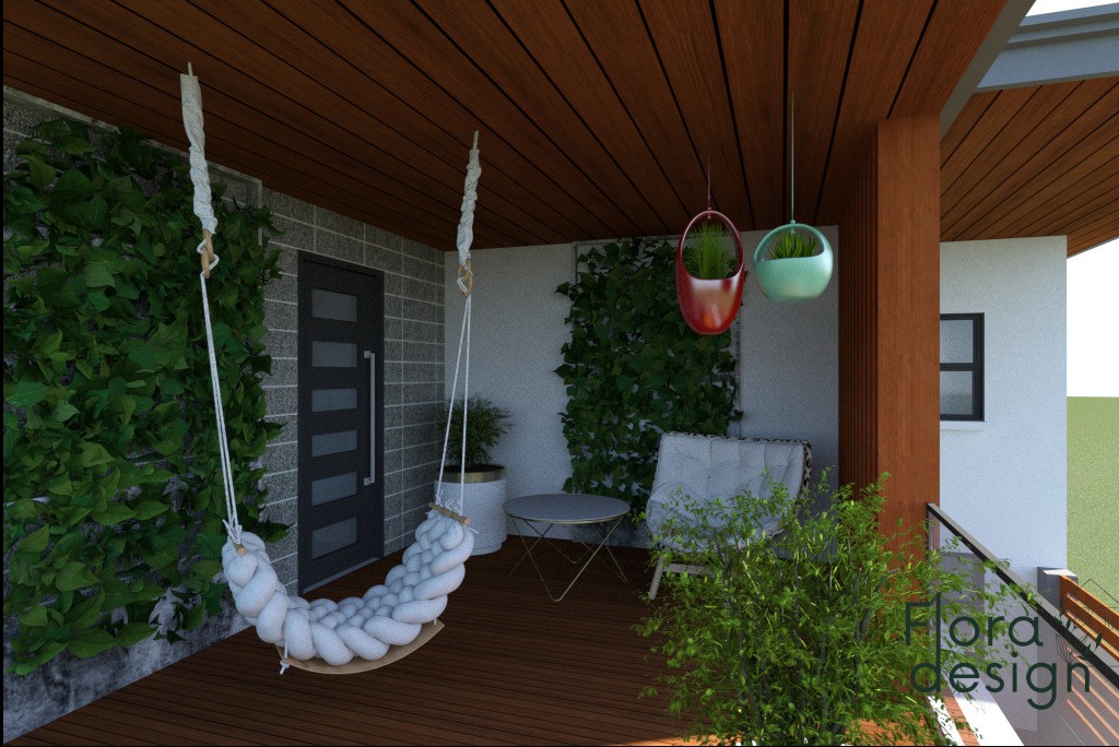 Zagospodarowanie ogordu wraz z balkonami w domu wolnostojącym