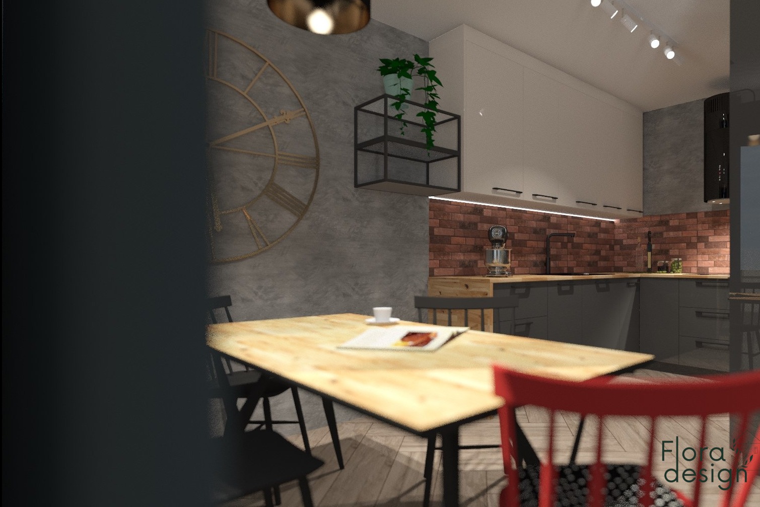 Mieszkanie w stylu soft loft z kolorowymi akcentami