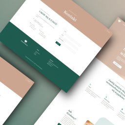 Adrian Tomera - WebGrizzly - Tworzenie Stron Internetowych & Marketing - Układ stron serwisu internetowego salonu fryzjerskiego z elementami graficznymi i tekstem, widok z góry pod kątem.