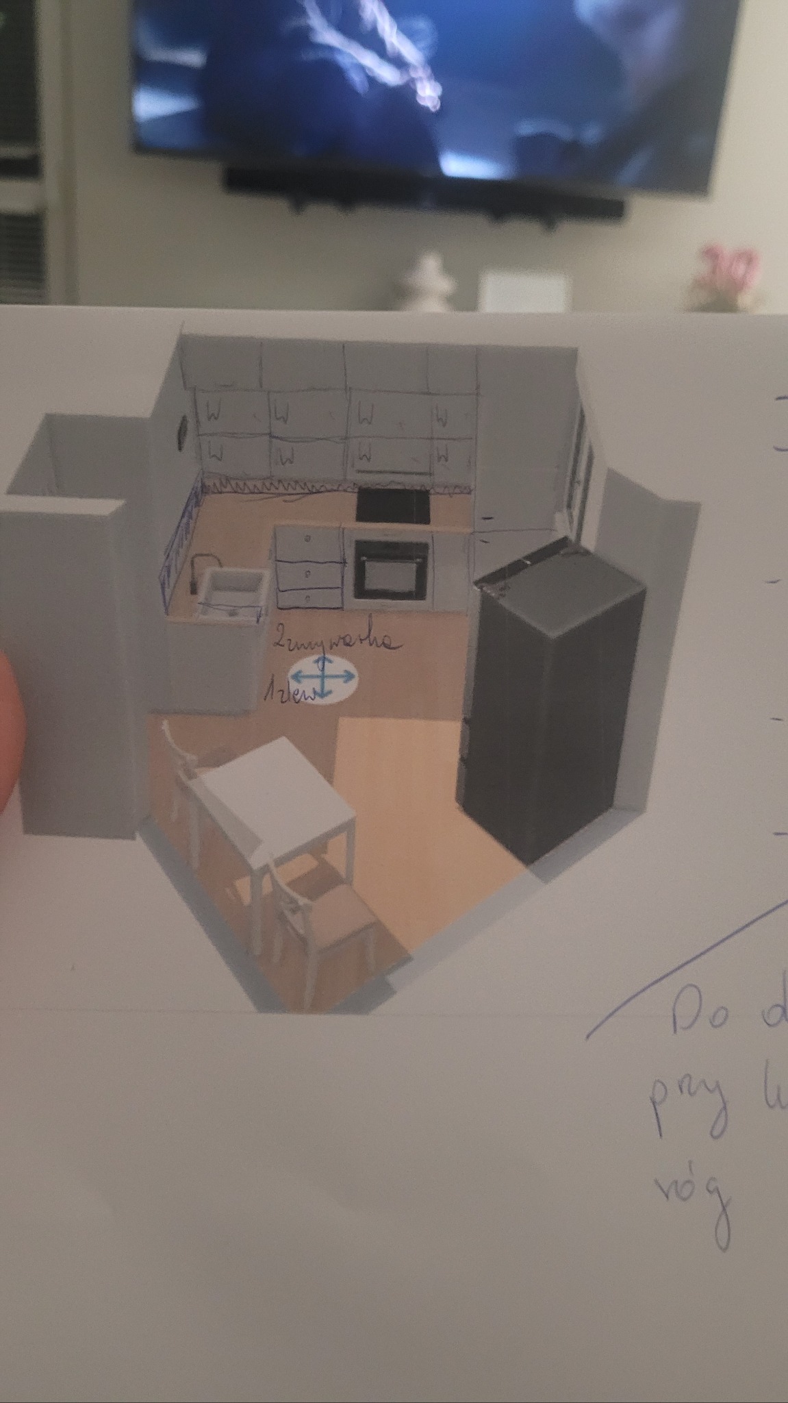 Tutaj sugestia wstępna projektu kuchni, który w zasadzie został zrealizowany w 99%.