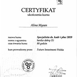 Certyfikat specjalisty ds. kadr i płac