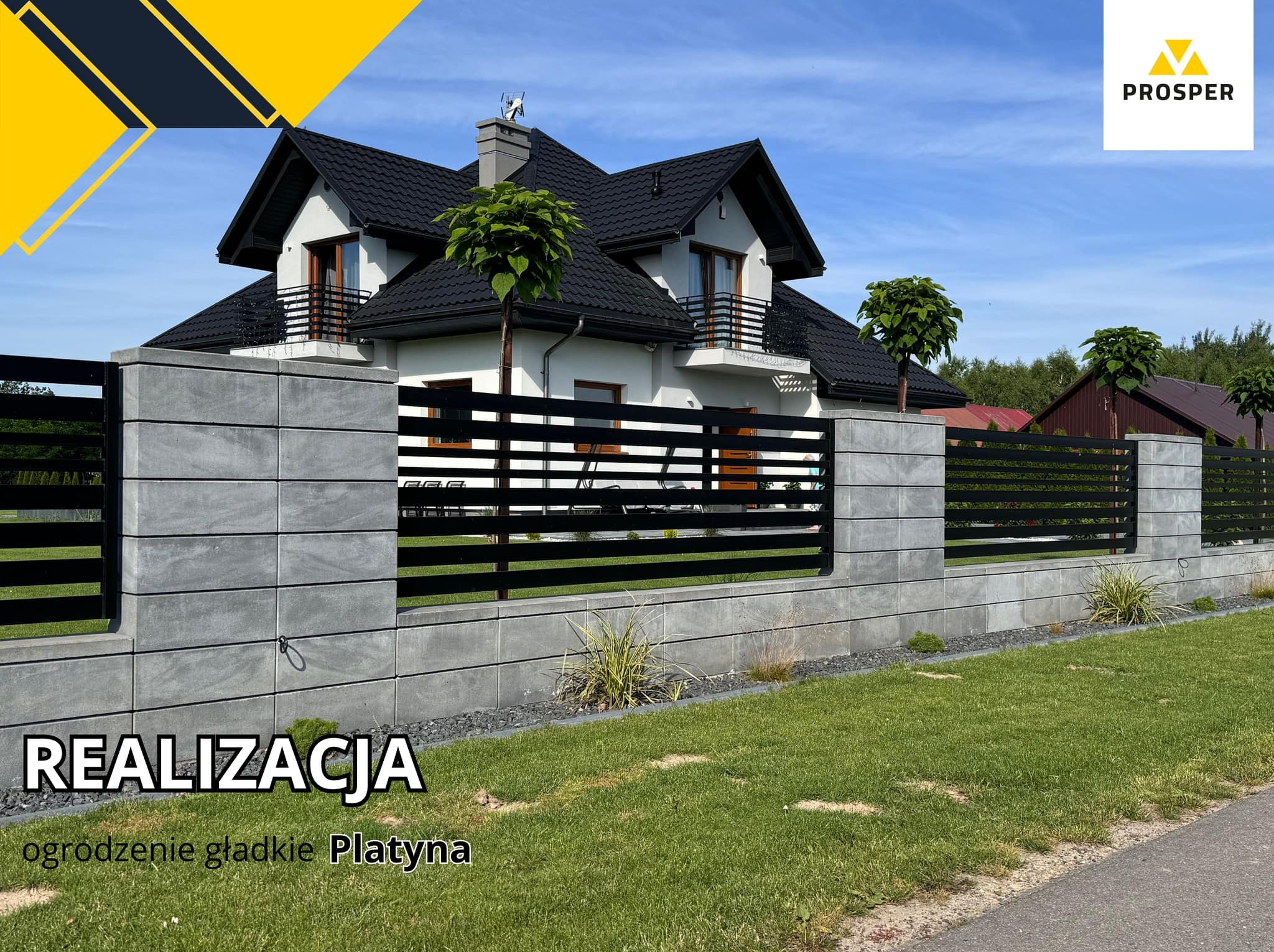 Realizacja Drewbet kolor Platyna wymiar= 50x22x19 ilość: 165 sztuk bloczka ilość: 44 sztuk daszka