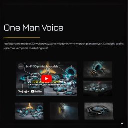 Createside - Prezentacja oferty profesjonalnych modeli 3D do gier planszowych i wargamingowych, widoczne grafiki i odnośnik do filmu na YouTube.