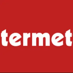 Białe logo Termet na czerwonym tle.