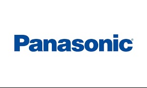 Niebieskie logo Panasonic na białym tle.