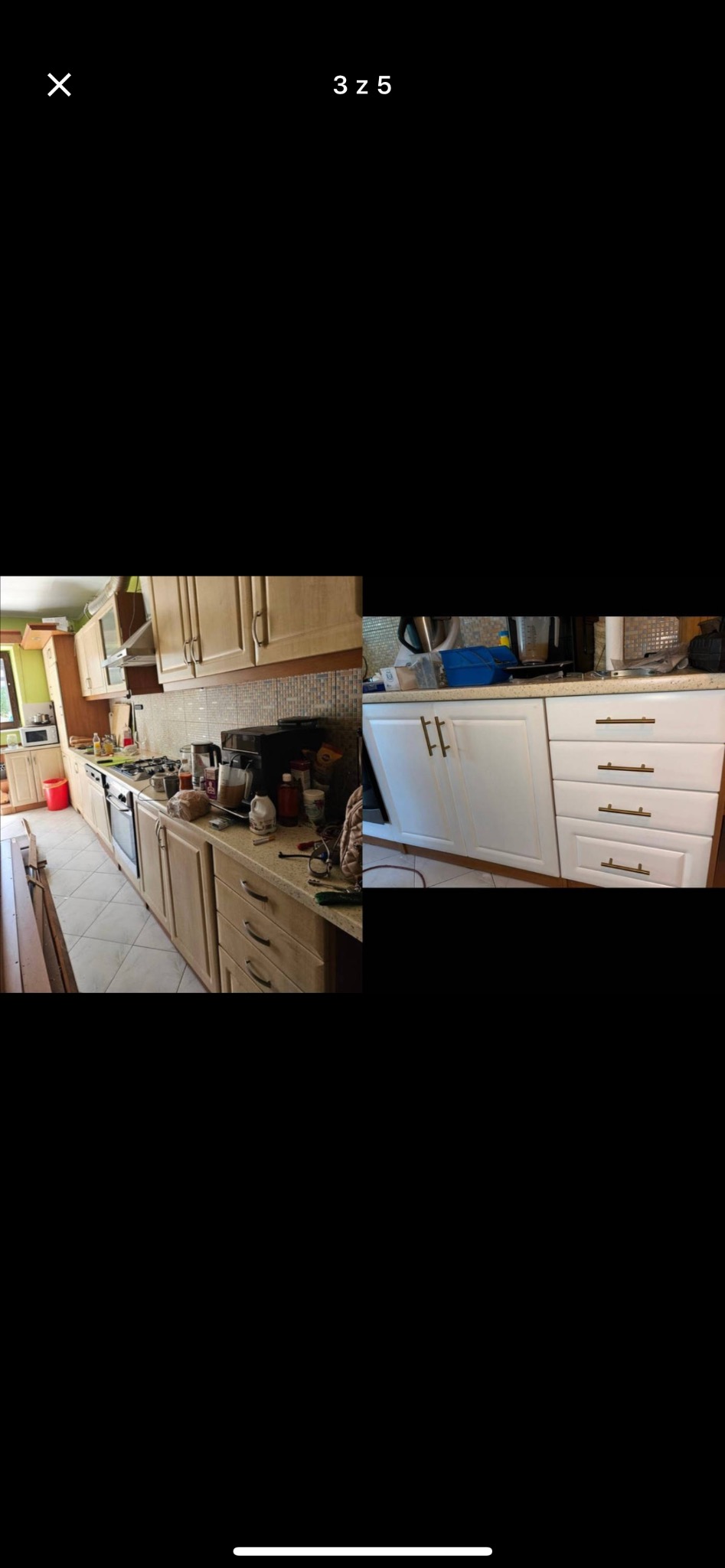 Odświeżenie starych mebli kuchennych Koszt znikomy w porównaniu do nowych mebli na wymiar.